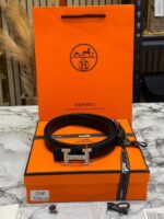 Hermes Leather Belt with Crystal Buckle