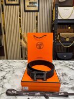 Hermes Premium Leather Belt with Initial Buckle