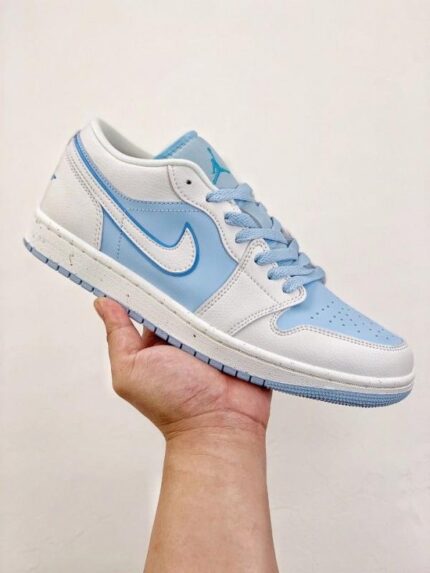 White ice blue streetwear sneakers modern design