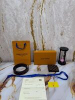 Louis Vuitton Brown Checks Belt and Wallet Combo