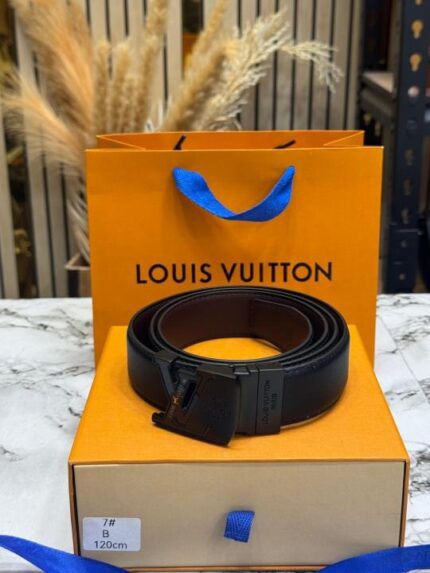 Designer Louis Vuitton Belt with LV Hardware