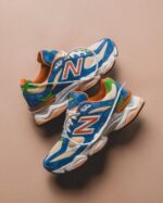New Balance 9060 Blue Beige retro Y2K design sneakers