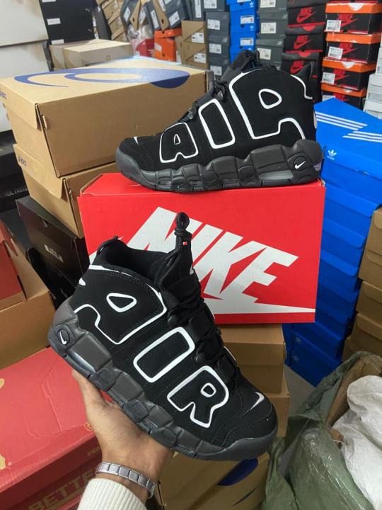 Nike Air Uptempo black white cushioned sneakers