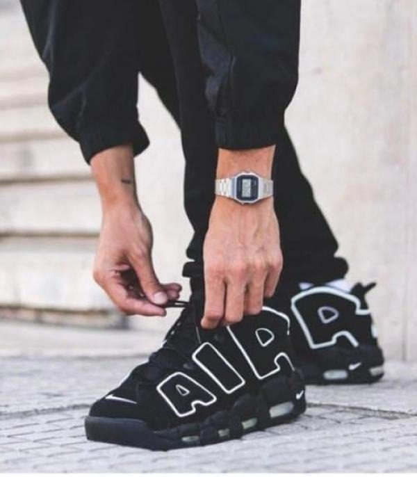 Nike Air Uptempo black white bold design sneakers
