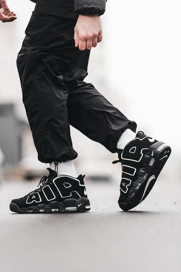Nike Air Uptempo black white retro style trainers
