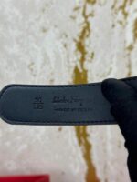 Salvatore Ferragamo Embossed Leather Belt Close Up