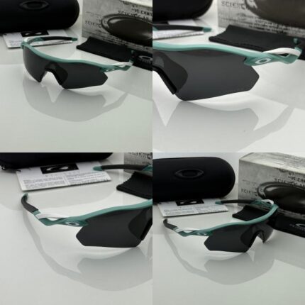 Blue frame polarized glasses side view