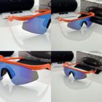 Orange frame sunglasses with mercury tint