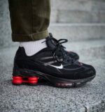 Modern athletic running shoes black silver style