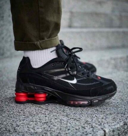 Modern athletic running shoes black silver style