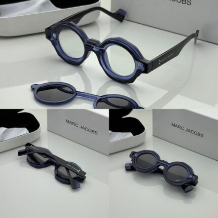 Trendy attachment style sunglasses on white.