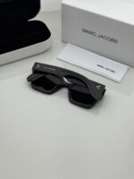 Trendy black eyewear accessory close up