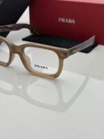 Modern brown eyewear frame close up.