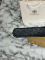 White Tory Burch Leather Belt with Pave Buckle