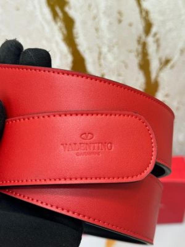 Valentino V Logo Buckle Belt in Red