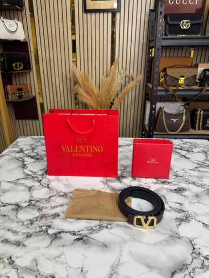 Valentino Garavani V-Shaped Coffee Ladies Belt