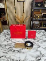 Valentino V Buckle Belt in Coffee with Box