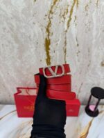 Valentino Garavani V-Shaped Premium Ladies Belt Red with Box & Dust Bag
