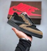 Cushioned sole brown streetwear sneakers close view
