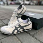 Premium leather suede lifestyle sneakers white grey