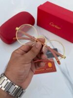 Brown wood frame sunglasses with UV protection