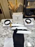 YSL Monogram Leather Belt Gold