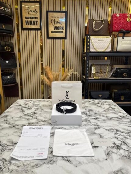 YSL Monogram Leather Belt