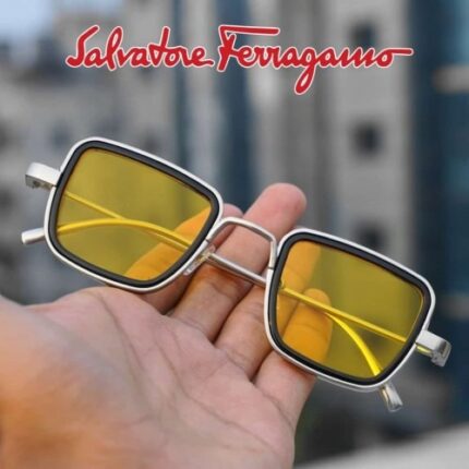 Yellow tinted aviator sunglasses with gold frame