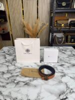 Tory Burch Pave Double T Logo Belt Tan