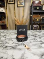 Gucci Black Leather Belt with Black GG Buckle