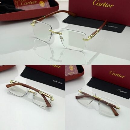 Golden Full-Rim Eyeglasses Frame – Clear Plano Lens Spectacles