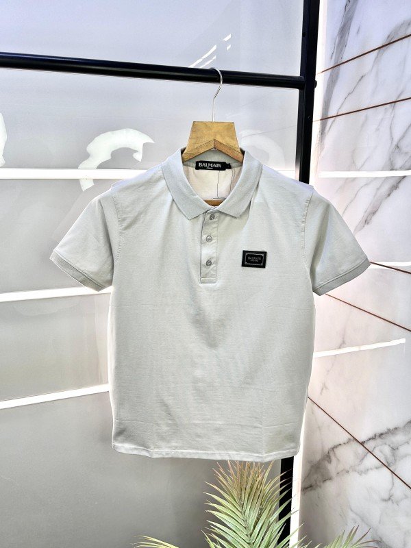 Sale  Paris Grey Premium Back Printed Collar T-shirt GREY-S-1925