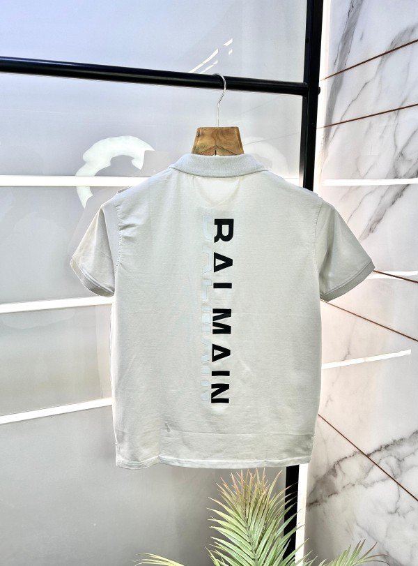 Sale  Paris Grey Premium Back Printed Collar T-shirt GREY-S-1925 - Image 4
