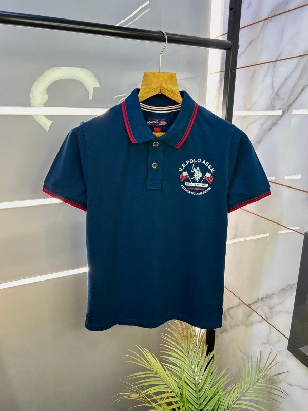Sale Us Polo Blue Back Printed Premium Collar Neck T-shirt F2306-BU - Image 3