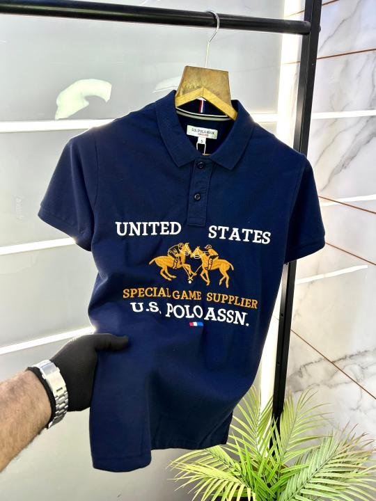 Us Polo Navy Imported Embroidery Collar Neck Premium T-shirt F2731-NY - Image 3