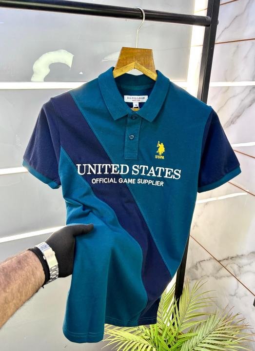 Us Polo Dark Green Imported Embroidery Back Print Collar Neck Premium T-shirt F2731-DGR - Image 3