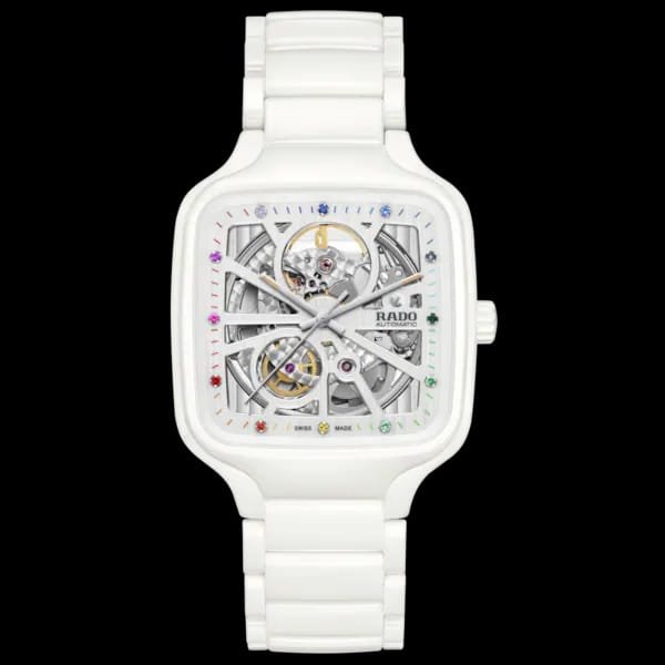 Rado True Square Automatic Ceramic White Silver Rainbow - Image 3