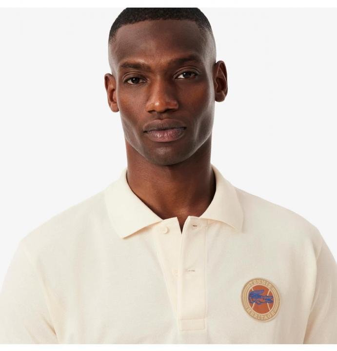 Lacoste  Beige Polo Premium Collar Neck T-shirt F3048-BE - Image 6