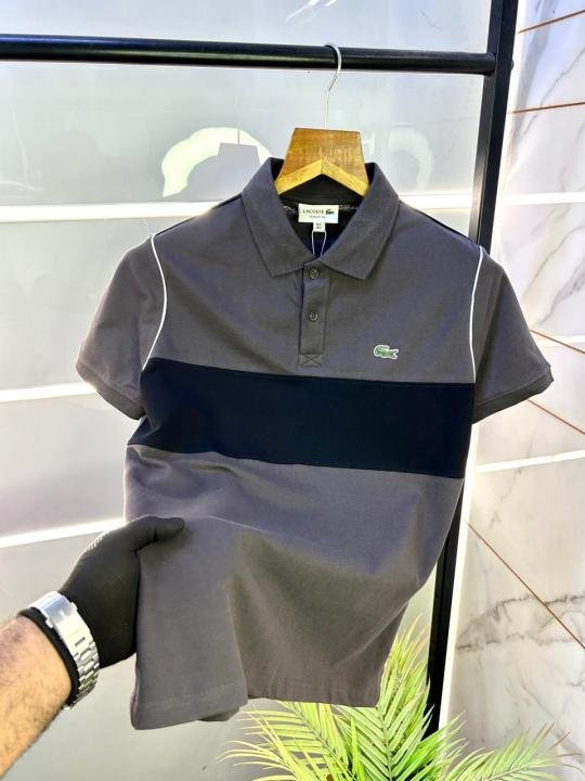 Lacoste  Grey Polo Premium Collar Neck T-shirt F3048-GY - Image 8