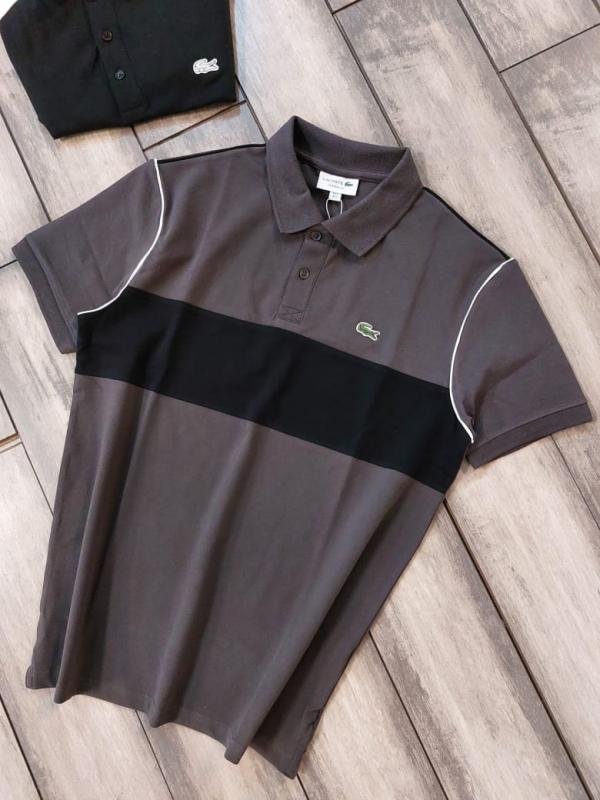 Lacoste  Grey Polo Premium Collar Neck T-shirt F3048-GY - Image 7