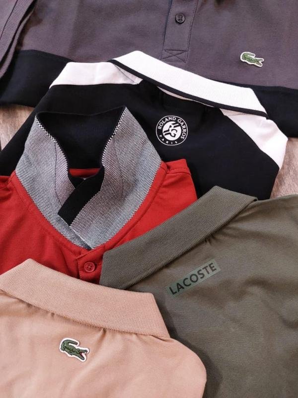 Lacoste  Grey Polo Premium Collar Neck T-shirt F3048-GY - Image 3