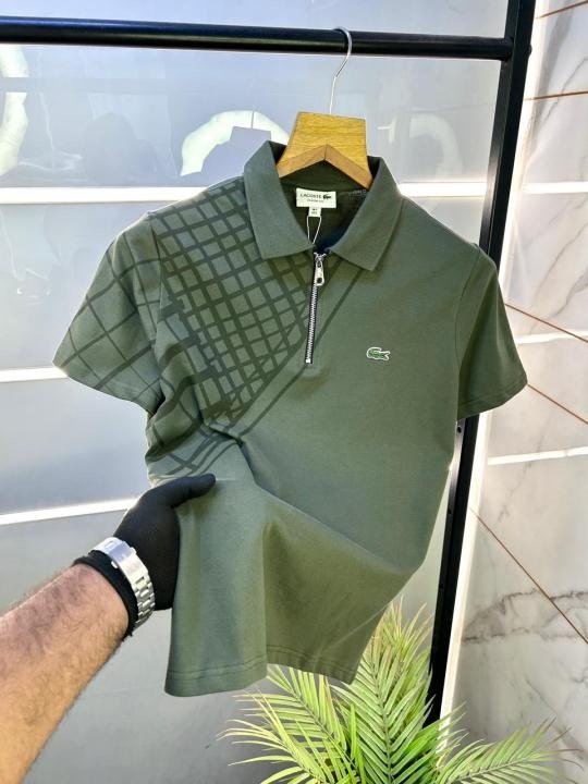 Lacoste  Green Zipper Polo Premium Collar Neck T-shirt F3048-GR - Image 9