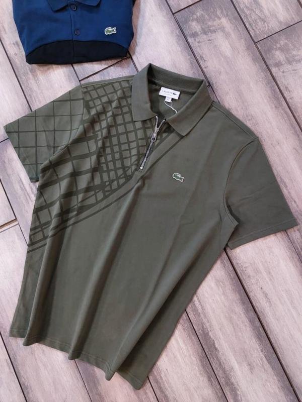 Lacoste  Green Zipper Polo Premium Collar Neck T-shirt F3048-GR - Image 8