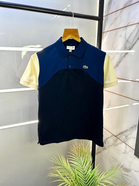 Lacoste  Navy Polo Premium Collar Neck T-shirt F3048-NY - Image 1