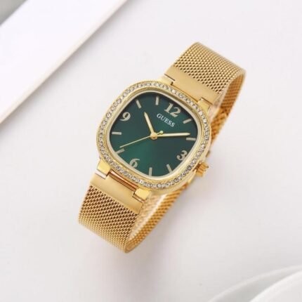 Guess Tapestry Gold Green Watch for Men - Best Price Online - Bootery