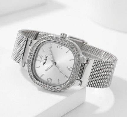 Guess Tapestry Silver White Watch Price in India - Buy at Bootery