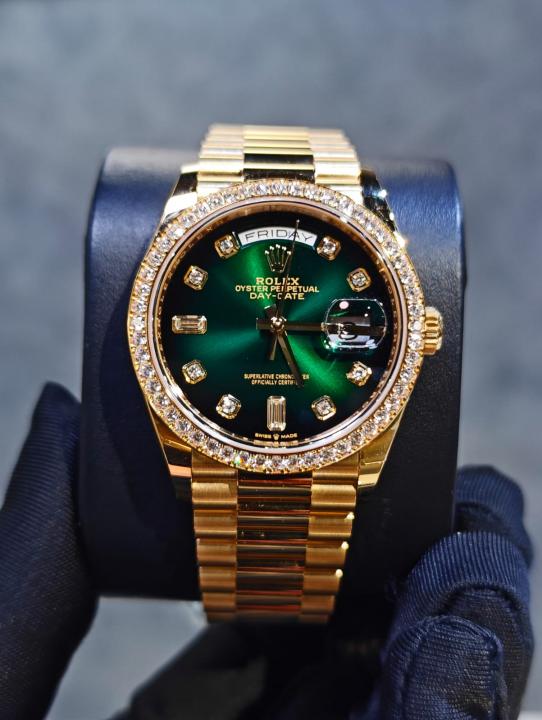 Rolex Oyster Perpetual Day Date Diamond Gold Green
