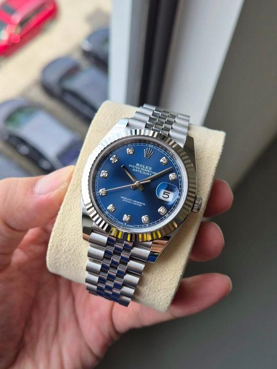 Rolex Oyster Perpetual Date Just Diamond Silver Blue - Image 2