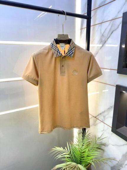 Buy Burberry Polo Premium Collar Neck Khaki T-shirt With Brand Carry Bag F3764-kh Online in India - Bootery