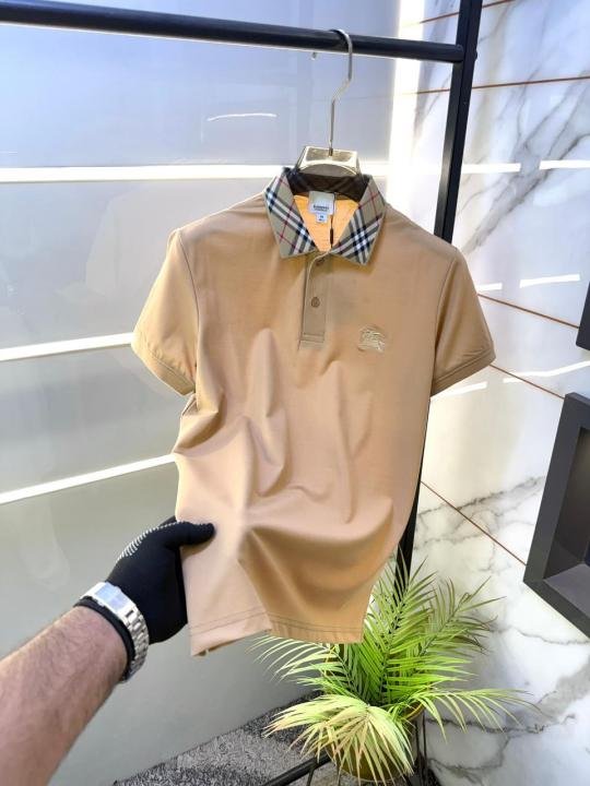 Buy Burberry Polo Premium Collar Neck Khaki T-shirt With Brand Carry Bag F3764-kh Online in India - Bootery - Image 3